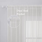 MIULEE Ivory Window Sheer Curtains 2 Panels Width 38 x Length 84 Inches | Window - Image 2