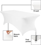 4Pack Spandex Waterproof Table Covers 8ft，Spandex 8ft Waterproof Table Cover for Party,Wedding, Banquet, and Events(White)