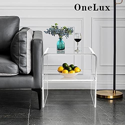 ONELUX 1626 Acrylic Bedside nightstand with Additional Shelf,Lucite Occasional Sofa Tables, Clear
