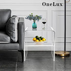 ONELUX 1626 Acrylic Bedside nightstand with Additional Shelf,Lucite Occasional Sofa Tables, Clear
