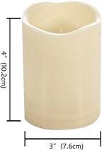 CANDLE CHOICE Waterproof Outdoor Battery Operated Flameless Candles with Timer Flickering Plastic Resin Electric LED Pillar Lights for Lantern Patio Garden Wedding Party Decorations 3x4 Inches 2 Pack