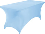 4Pack Spandex Waterproof Table Covers 6ft，Spandex 6ft Waterproof Table Cover for Party,Wedding, Banquet, and Events(Blue Mist)