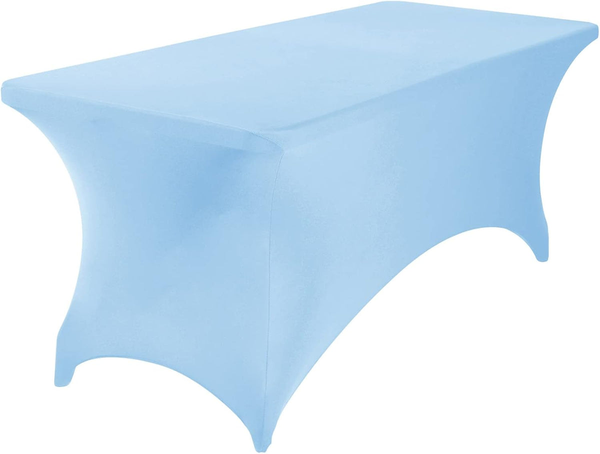 4Pack Spandex Waterproof Table Covers 6ft，Spandex 6ft Waterproof Table Cover for Party,Wedding, Banquet, and Events(Blue Mist)