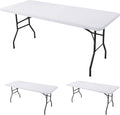 Fitted Tablecloth for 8 Foot Rectangle Tables-2 Pack White Elastic Outdoor Picnic Table Cover-Spandex Stretch Folding Table Cloths 8ft for Camping Dining Room Patio Kitchen Banquet Party