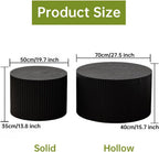 Round Nesting Coffee Table Modern Black Fluted Coffee Table Set of 2 Stripe Round Coffee Tables Circle Drum Coffee Tables Side Table Accent End Table for Living Room (Black Large)