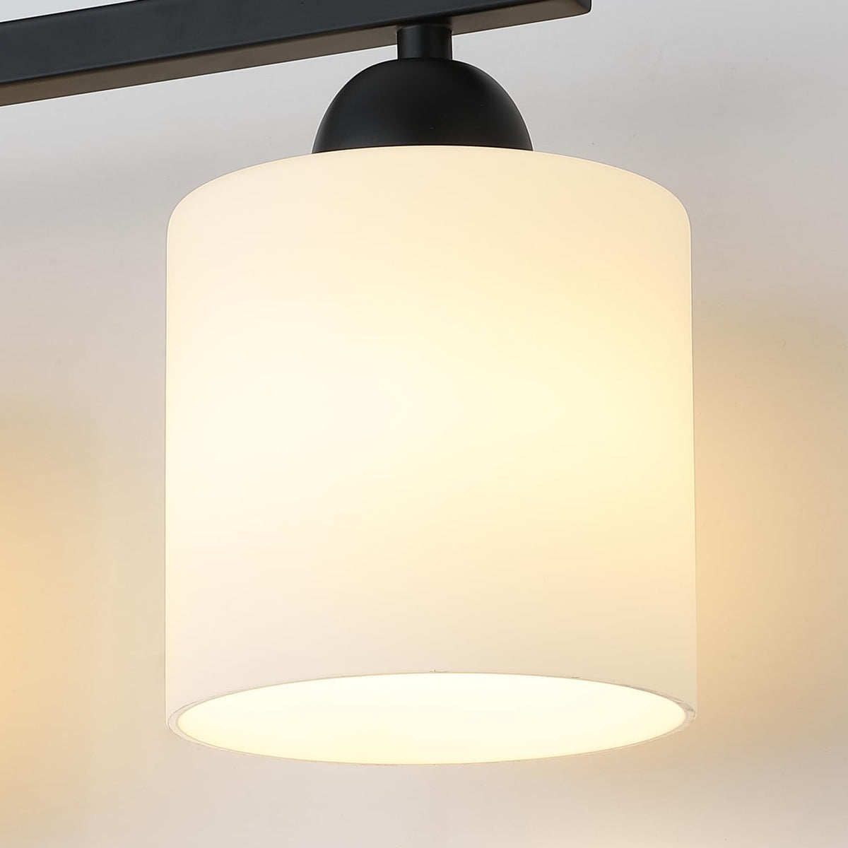 Milk Glass Vanity Lights for Bathroom, 3 Light Matte Black Bathroom Light Fixtures Over Mirror, Ceramic E26 Sockets Wall Mounted