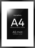 Homeforia A4 Picture Frame Black, High End Metal 8.3 x 11.7 Frames for Wall, A4 Photo Frame with Mat for A5 inch Print, 8.25 by 11.75 Black Poster Frames, 8.3x11.7 Frame with Glass, Wall Kit, Set of 1