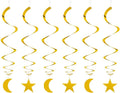 Party Star Moon Swirl Decorations, Gold Ceiling Hanging Swirl Decorations with Star Moon, Whirls Decorations for Birthday | Wedding | Anniversary Party Supplies, Pack of 30