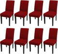 JQinHome 8 Pcs Dining Chair Slipcover,High Stretch Removable Washable Chair Seat Protector Cover for Home Party Hotel Wedding Ceremony (Red)