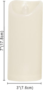 Waterproof Outdoor Battery Operated Flameless Candles with Auto Timer Flickering Plastic Resin Electric LED Pillar Lights for Lantern Patio Garden Wedding Party Decorations 3x7 Inches Ivory 2 Pack