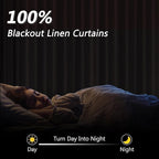 Boho 100% Blackout Linen Curtains 84 Inch Long 2 Panels Set - Image 2