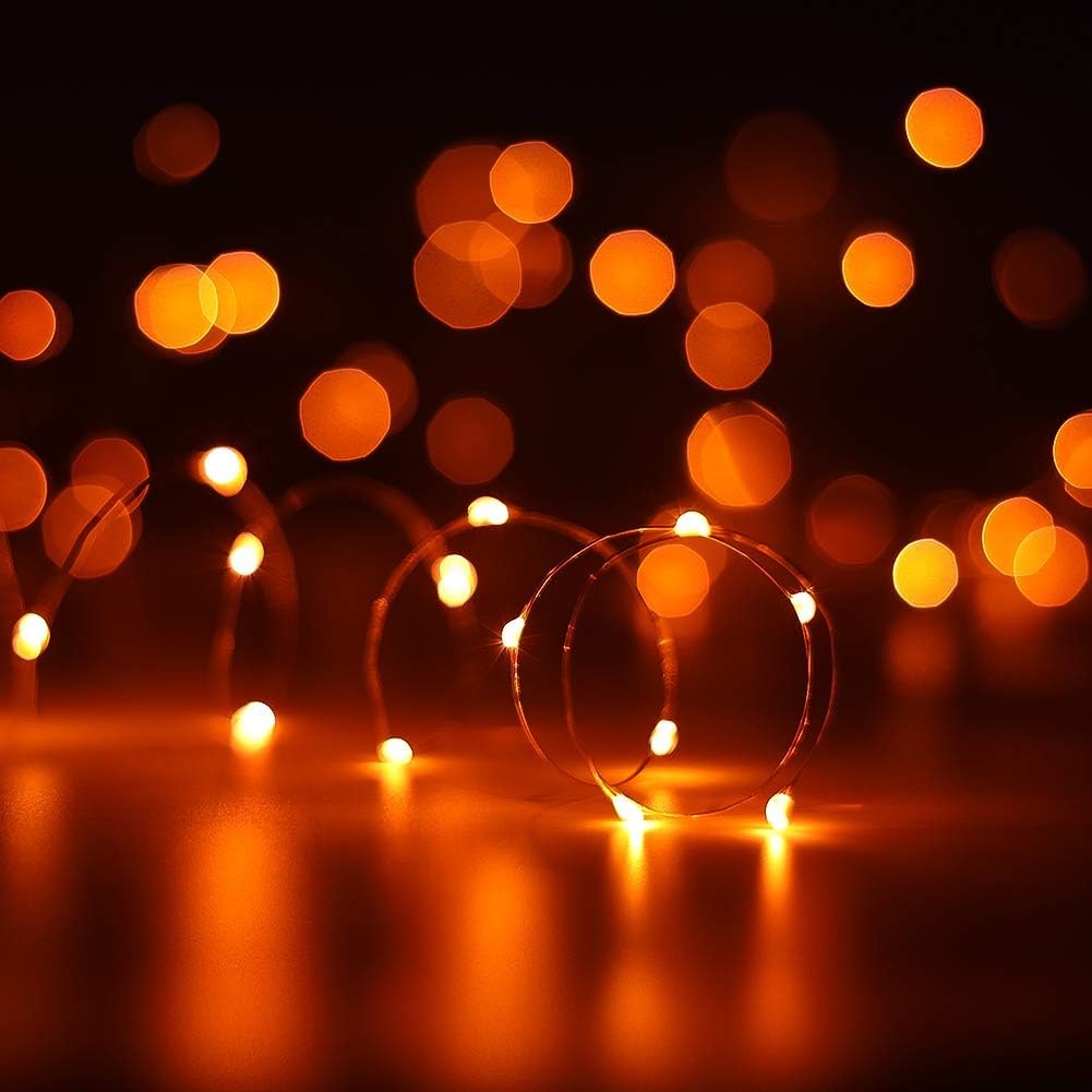 ANJAYLIA Orange String Lights Fairy Lights 10Ft 30 LEDs Twinkle Lights for Party, Halloween, Thanksgiving, Christmas Decoration