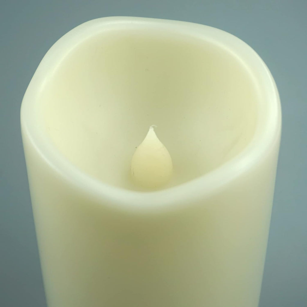 Waterproof Outdoor Battery Operated Flameless Candles with Auto Timer Flickering Plastic Resin Electric LED Pillar Lights for Lantern Patio Garden Wedding Party Decorations 3x4 Inches 6 Pack Ivory