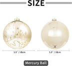 XmasExp Large Christmas Ball Ornaments,2pcs Champagne Giant Shatterproof Plastic Hanging Mercury Xmas Ball Decorations Christmas Tree Ornaments (Champagne Gold, 6")
