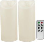CANDLE CHOICE Outdoor Battery Operated Flameless Candles with Remote Timer Waterproof Flickering Plastic Electric LED Pillar Lights for Lantern Patio Garden Wedding Party Decorations 3x7 Inches 2 PCS