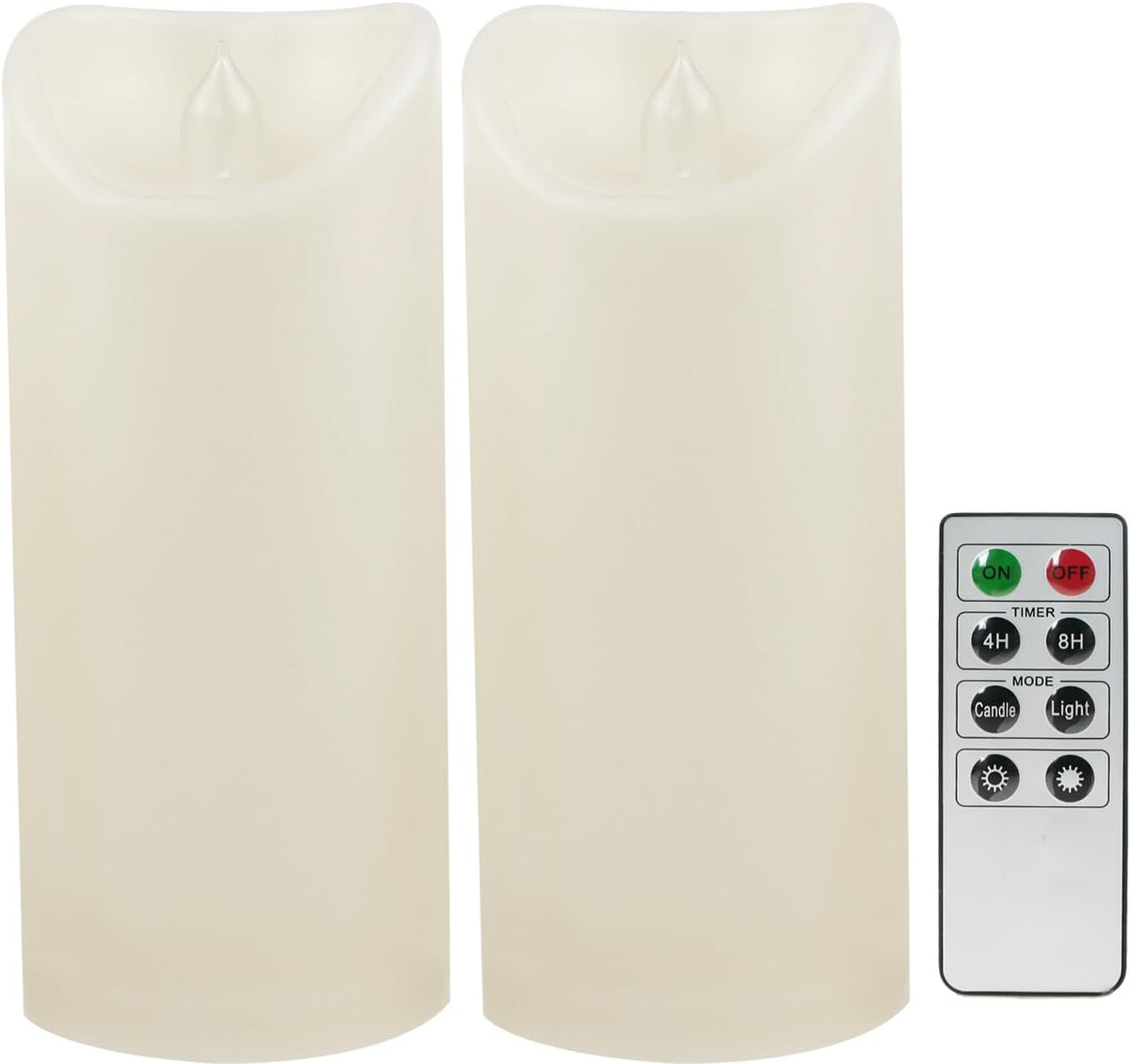 CANDLE CHOICE Outdoor Battery Operated Flameless Candles with Remote Timer Waterproof Flickering Plastic Electric LED Pillar Lights for Lantern Patio Garden Wedding Party Decorations 3x7 Inches 2 PCS