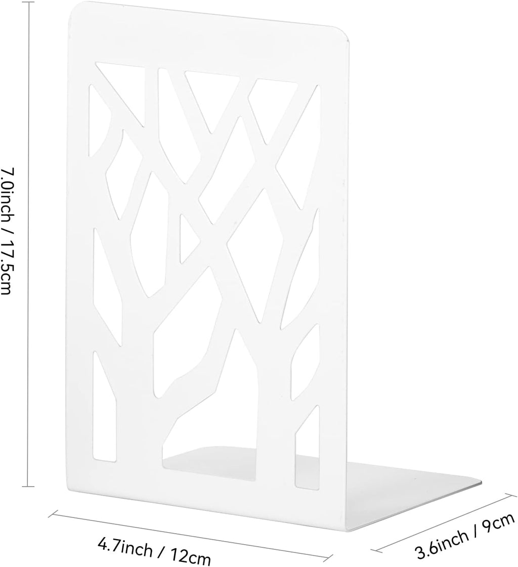 Book Ends, Bookends, Bookends for Shelves, Bookend, Book Ends for Heavy Books, White Metal Book Shelf Holder Home Decorative, Book Stoppers for Shelves, Bookend Supports 3 Pair