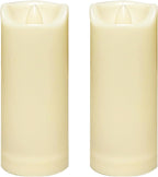 CANDLE CHOICE Waterproof Outdoor Battery Operated Flameless Candles with Auto Timer Flickering Plastic Resin Electric LED Slim Pillar Lights for Lantern Patio Garden Wedding Decorations 2”x5” 2 Pack