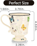 360ml -12.17oz Painted Butterfly Ceramic Mug - Cute Coffee Cup for Latte, Espresso - Gift for Women, Dishwasher Safe