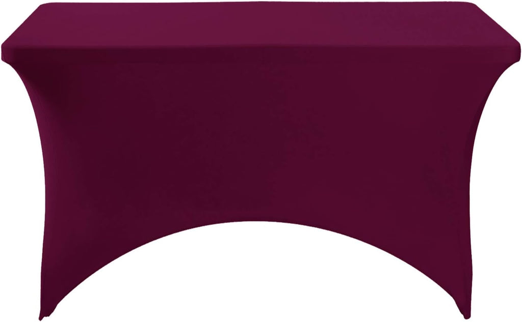 2Pack Spandex Table Cover for 4FT or 6ft or 9ft Table Universal Fitted Stretch Tablecloth for Party, Banquet, Wedding and Events-Burgundy