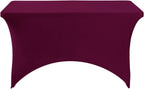 2Pack Spandex Table Cover for 4FT or 6ft or 9ft Table Universal Fitted Stretch Tablecloth for Party, Banquet, Wedding and Events-Burgundy