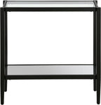Henn&Hart 24" Wide Rectangular Side Table with Glass Shelf in Blackened Bronze, Table for Living Room, Bedroom