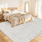 8x10 Area Rugs Living Room: Bedroom Washable Carpet Neutral Cream | Large - Image 2
