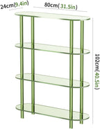 Clear Bookshelf, Acrylic Bookcase with Open Book Shelf Console Table for Entryway Office (4 Tier Green)