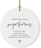 Andaz Press Round Ceramic Porcelain Christmas Tree Ornament for Teacher Thank You Gift, Sometimes Real Live in The Heart of Little Children Fighting Big Battle, Heart Graphic, 1-Pack Autism Therapist