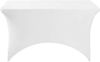 Spandex Table Cover for 4FT or 6ft or 8ft Table Universal Fitted Stretch Tablecloth for Party, Banquet, Wedding and Events-White