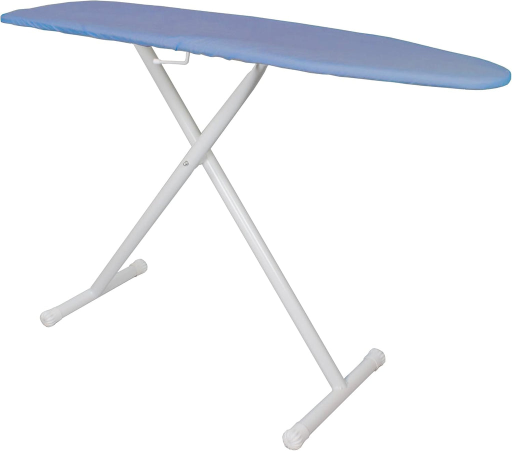 54" Full-Size Adjustable Ironing Board w/Thick Pad Cover, Leg Locking System, Foldable and Collapsible, Heavy-Duty Alloy Steel Construction, Space Saving Design - Blue