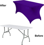 4Pack Spandex Waterproof Table Covers 6ft，Spandex 6ft Waterproof Table Cover for Party,Wedding, Banquet, and Events(Purple)