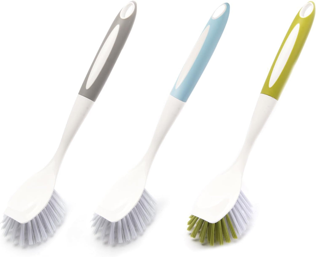Dish Brush Scrub Brush with Handle - 3 Pack Stiff Bristles Dish Scrubber for Cleaning Pots,Pans,Dishes & Kitchen Sink - Hard Bristles,No Residue