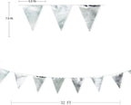 Silver Party Decorations Metallic Fabric Triangle Pennant Banner Silver Flag Bunting Garland for Graduation Birthday Wedding Bridal Shower Anniversary Engagement Bachelorette Party Decoration Supplies