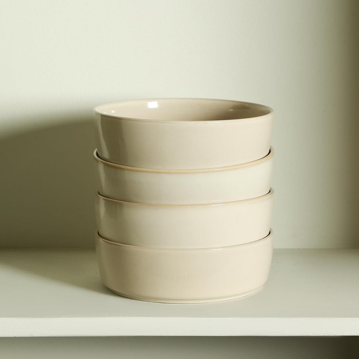 Stone Lain Eden 4-Piece Pasta Bowl Set Stoneware, Beige