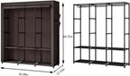 SORCEDAS Portable Closet Wardrobe Storage Organizer Metal Hanging Rack Non-Woven Fabric 50 Inch (Coffee)