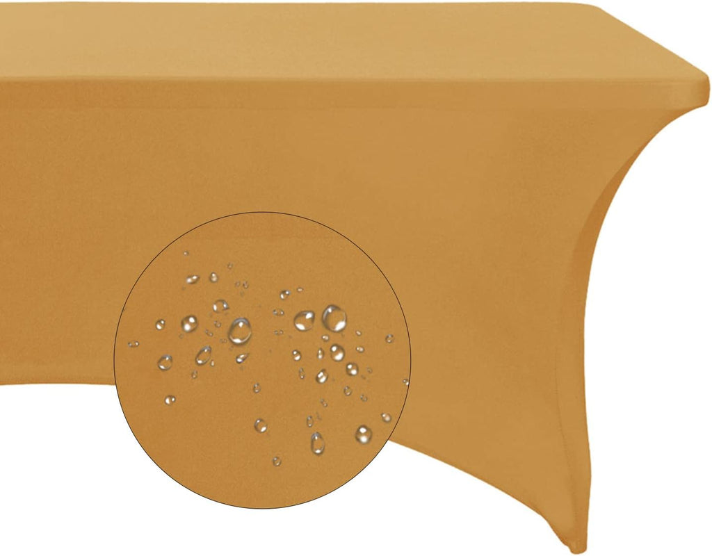 Spandex 8ft Waterproof Table Cover for Party,Wedding, Banquet, and Events(Gold)