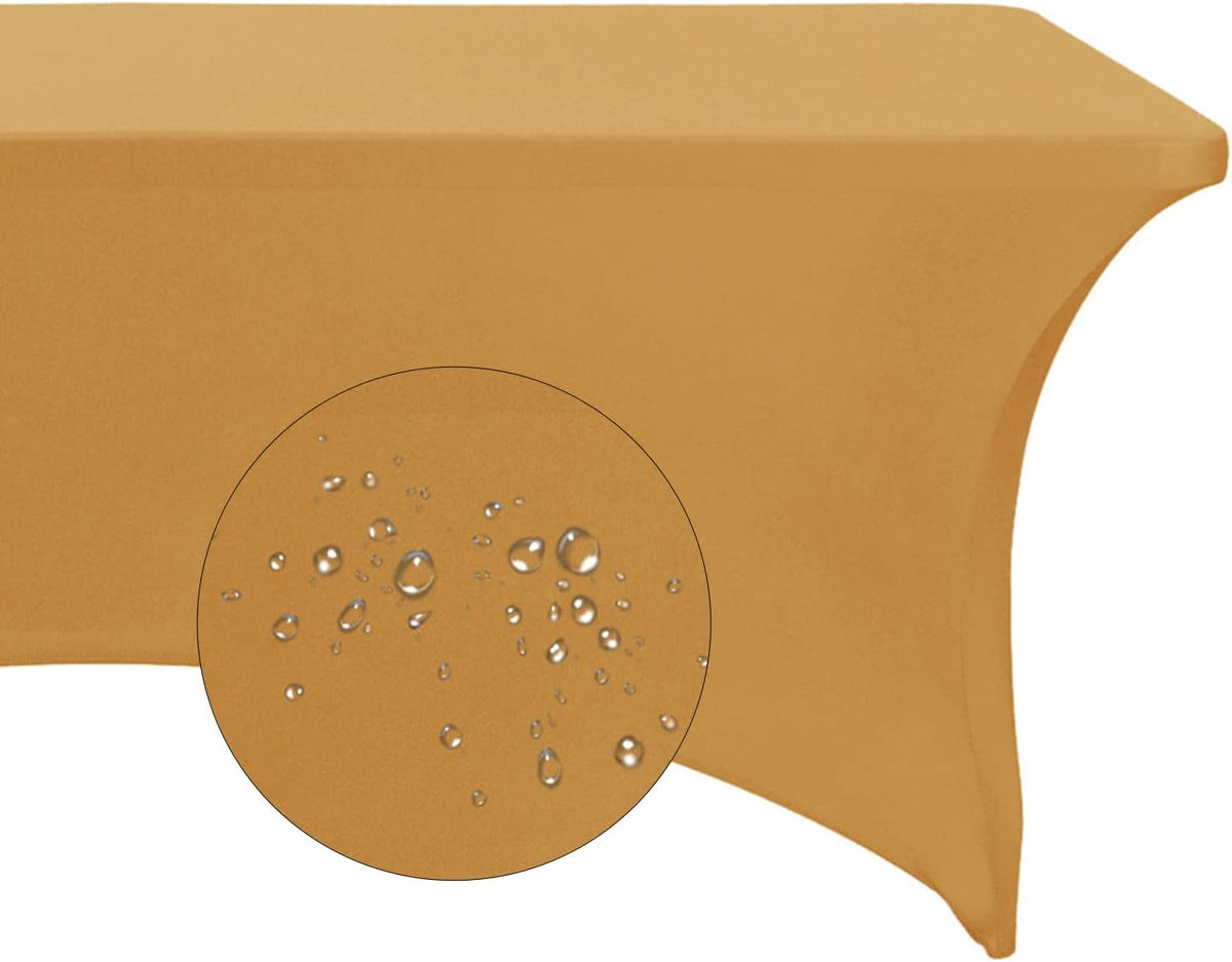 Spandex 8ft Waterproof Table Cover for Party,Wedding, Banquet, and Events(Gold)