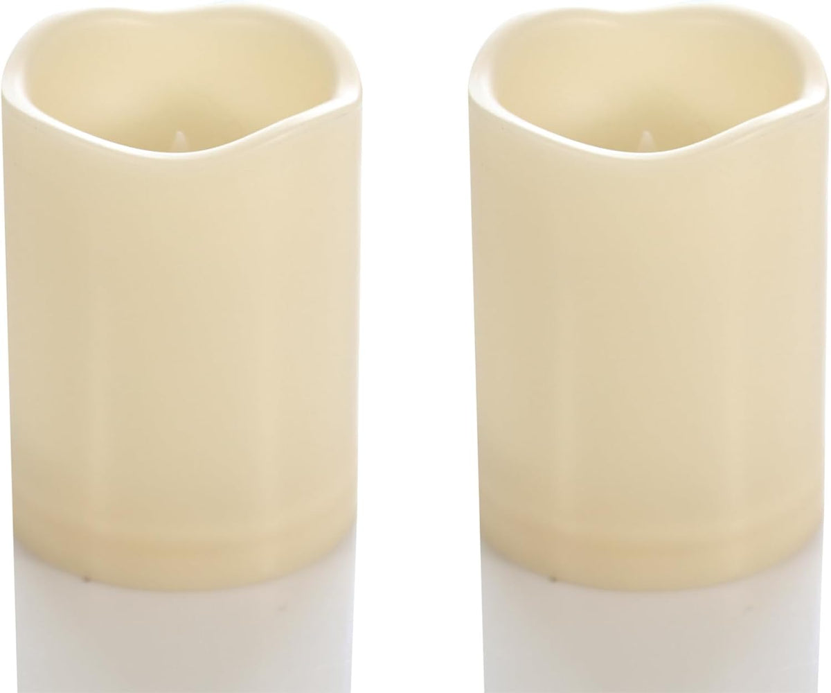 CANDLE CHOICE Waterproof Outdoor Battery Operated Flameless Candles with Timer Flickering Plastic Resin Electric LED Pillar Lights for Lantern Patio Garden Wedding Party Decorations 3x4 Inches 2 Pack
