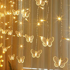 Butterfly Curtain Fairy Lights USB Plug in, 8 Modes 96 LED 11.5FT Firefly Window Twinkle Timer String Lights with Remote for Bedroom Patio Christmas Wedding Party Decoration (Warm White)