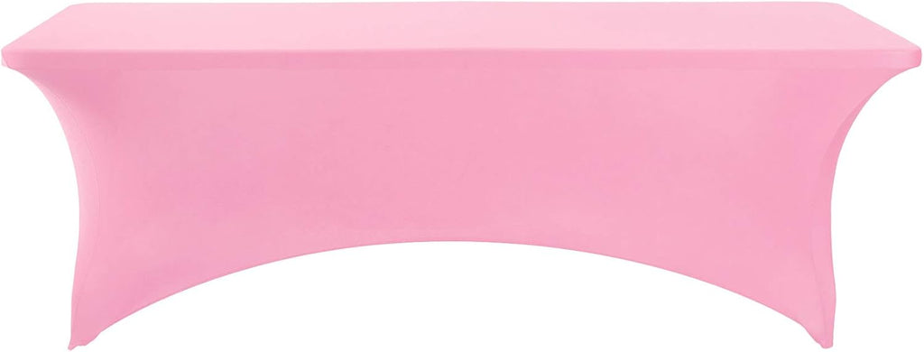 2Pack Spandex Table Cover for 8FT or 4ft or 6ft Table Universal Fitted Stretch Tablecloth for Party, Banquet, Wedding and Events-Pink