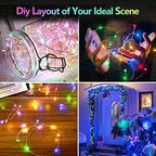 2 Pack 100LED Battery Operated Fairy Lights with Remote, 8 Modes LED String Lights with Timer, Dimmable, Memory Function, Waterproof Twinkle Lights for Outdoor Indoor Christmas Decor(Multicolor)