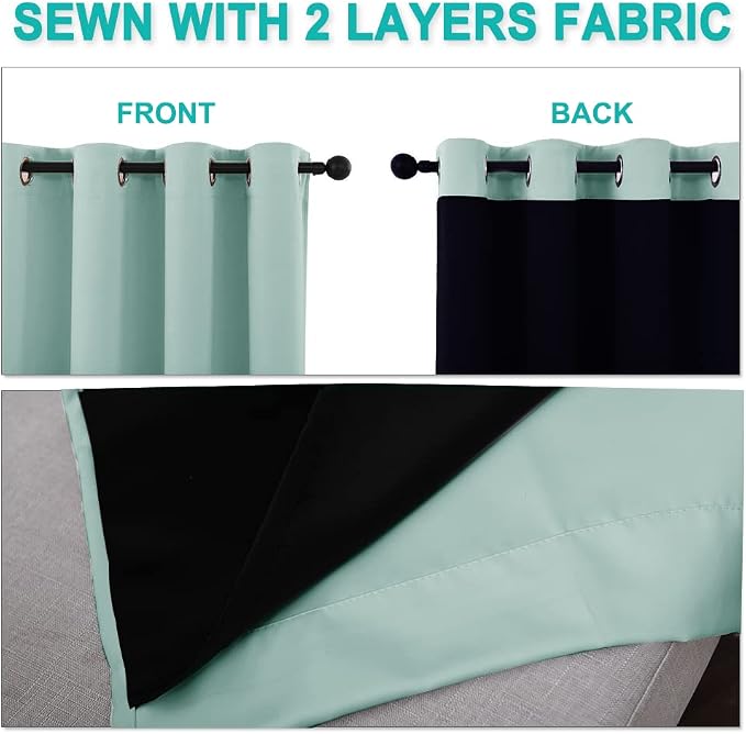 NICETOWN Aqua Blue Blackout Curtains 80 inches Long, Full Light Blocking Drapes - Image 5