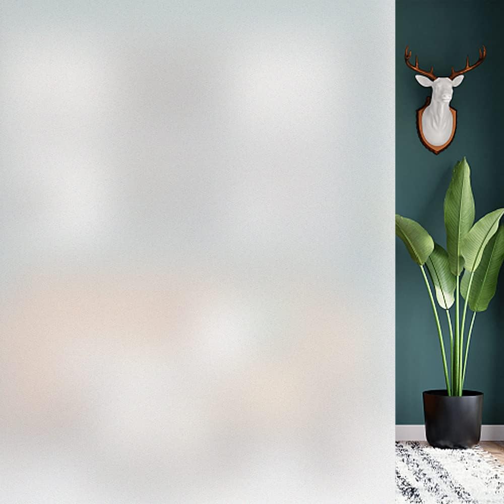 HIDBEA Frosted Window Privacy Film - Non Adhesive Static Cling Glass Stickers Sun UV Blocking Heat Control Door Covering Decals for Home Office, 45.3 x 157.5 Inch