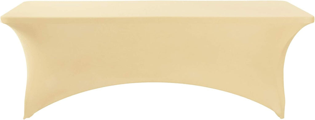 2Pack Spandex Table Cover for 6Ft or 4fT or 8ft Table Universal Fitted Stretch Tablecloth for Party, Banquet, Wedding and Events-Champagne
