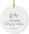 Andaz Press Round Ceramic Porcelain Christmas Tree Ornament for Teacher Thank You Appreciation Graduation Gift, History is Philosophy Teaching by Examples. Thucydides, 1-Pack