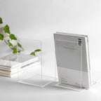 Lulonpon 2 Pieces Book Ends, Bookend, Books Ends for Shelves, Books Ends for Heavy Books, Clear Bookends, Acrylic Bookends for School, Library,Desktop Organizer and Book Shelves