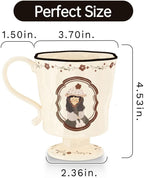 360ml -12.17oz Painted Cute Ceramic Mug - Cute Coffee Cup for Espresso,Macchiato,Latte - Gift for Women, Dishwasher Safe