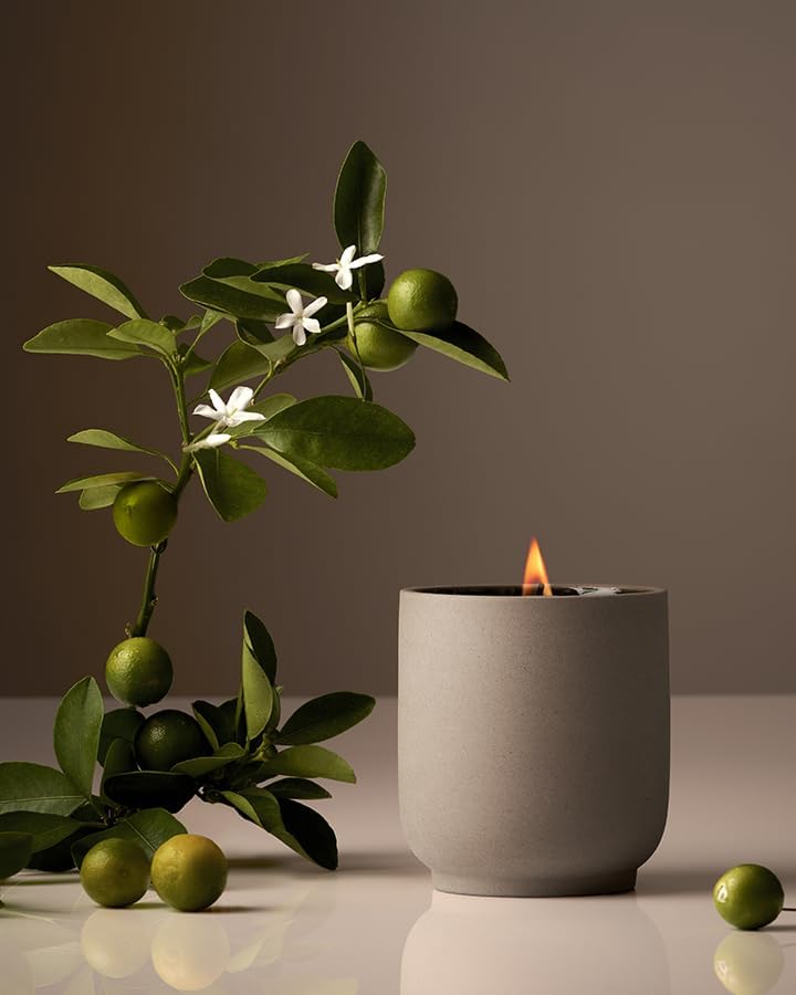 Homecourt Luxury Scented Candle, 60-Hour Burn Time, Soy Wax Blend & Organic Cotton Wick, Kiln-Fired Reusable Ceramic Vessel, Neroli Leaf, 8 oz