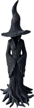 Gothic Halloween Resin Figurine, Retro Magician Decor Dark Fantasy Ornament, Enchanting Witch Statue, Resin Hand-Painted Enchanting Witch Statue (11.8in)